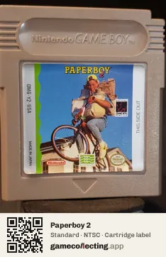 Paperboy 2 Game Boy, NTSC cartridge label