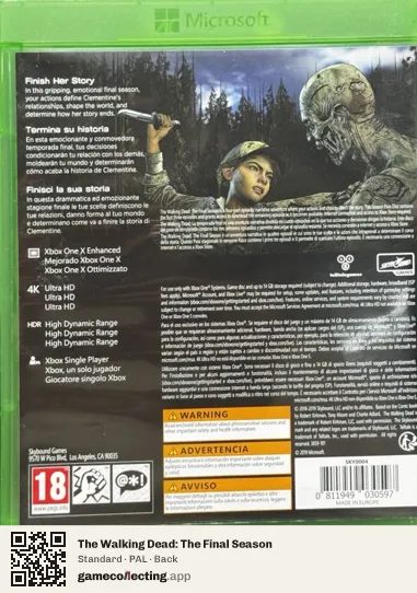 The Walking Dead: The Final Season Xbox One, PAL box back