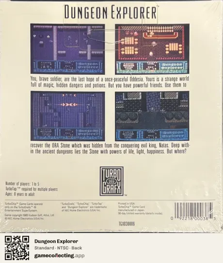 Dungeon Explorer TurboGrafx-16, NTSC box back