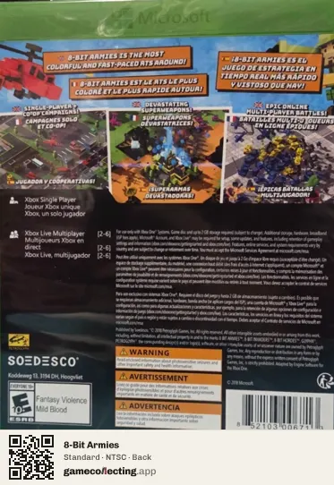 8-Bit Armies Xbox One, NTSC box back