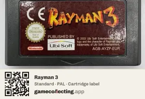 Rayman 3 Game Boy Advance, PAL cartridge label