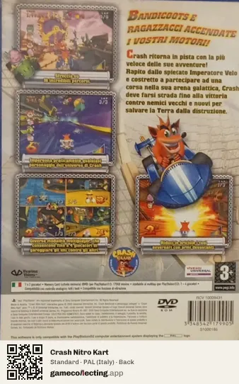Crash Nitro Kart PlayStation 2, Italy box back