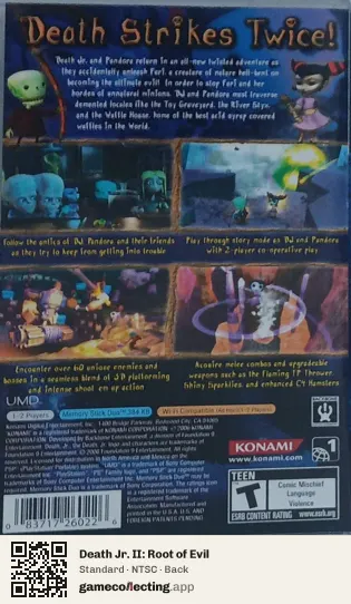 Death Jr. II: Root of Evil PlayStation Portable, NTSC box back