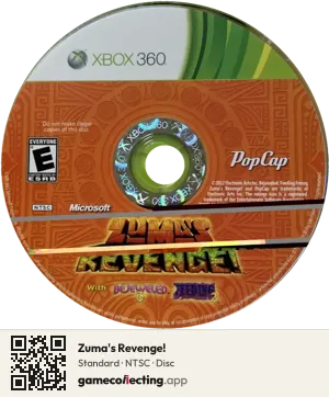 Zuma's Revenge! Xbox 360, NTSC disc