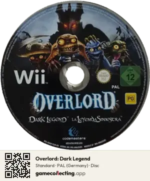Overlord: Dark Legend Nintendo Wii, PAL disc