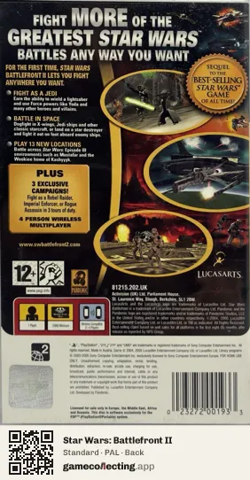 Star Wars: Battlefront II PlayStation Portable, PAL box back