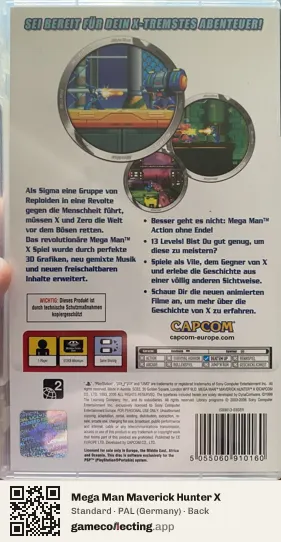 Mega Man Maverick Hunter X PlayStation Portable, Germany box back