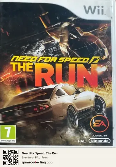 Need for Speed: The Run Nintendo Wii, PAL box front
