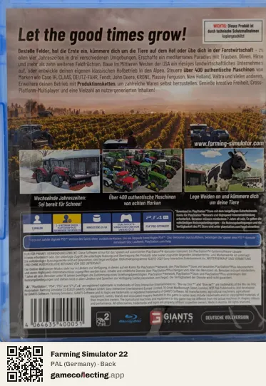 Farming Simulator 22 PlayStation 4, Germany box back