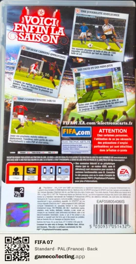 FIFA 07 PlayStation Portable, France box back