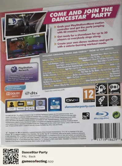 DanceStar Party PlayStation 3, PAL box back