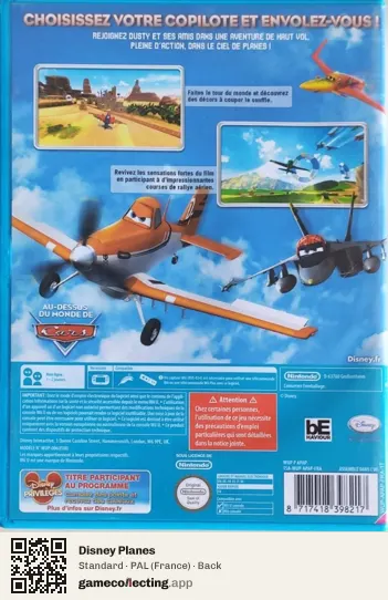 Disney Planes Nintendo Wii U, France box back