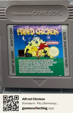Alfred Chicken Game Boy, PAL cartridge label