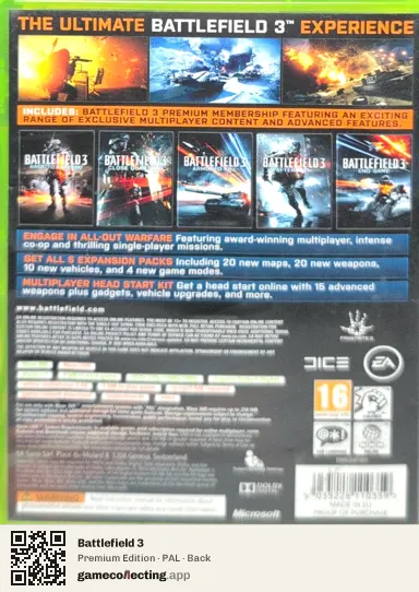 Battlefield 3 Xbox 360, PAL box back