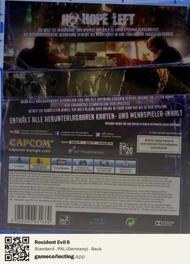 Resident Evil 6 PlayStation 4, Germany box back