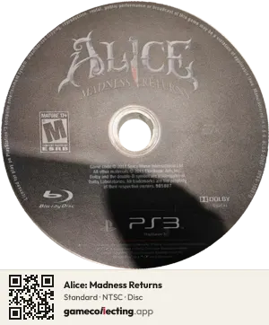 Alice: Madness Returns PlayStation 3, NTSC disc