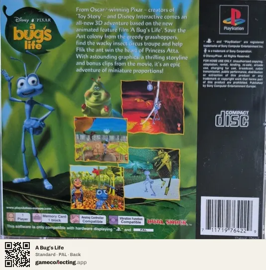 A Bug's Life PlayStation, PAL box back