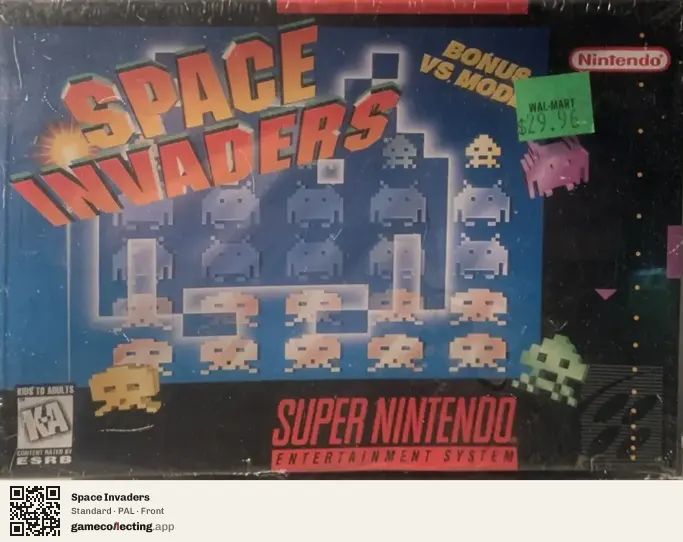 Space Invaders Super Nintendo Entertainment System, PAL box front