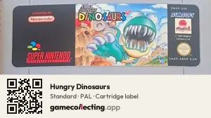 Hungry Dinosaurs Super Nintendo Entertainment System, PAL cartridge label