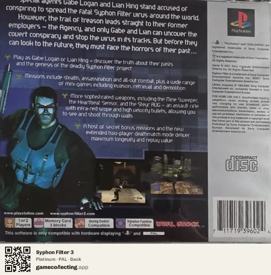 Syphon Filter 3 PlayStation, PAL box back