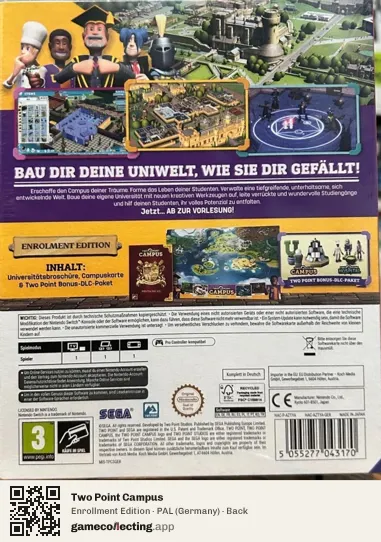 Two Point Campus Nintendo Switch, Germany box back