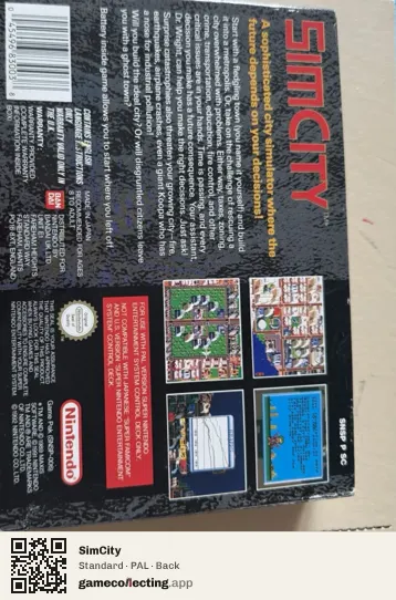 SimCity Super Nintendo Entertainment System, PAL box back
