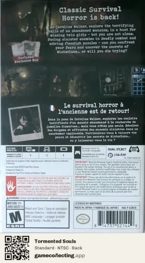 Tormented Souls Nintendo Switch, NTSC box back