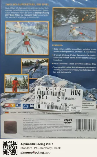 Alpine Ski Racing 2007 PlayStation 2, Germany box back