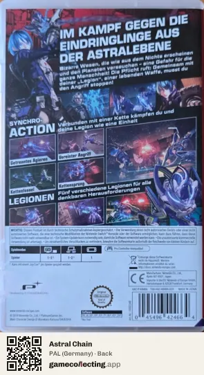 Astral Chain Nintendo Switch, Germany box back