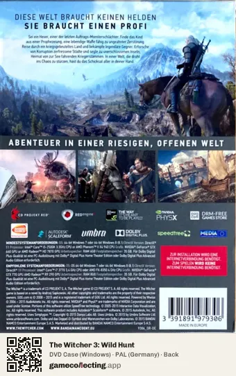 The Witcher 3: Wild Hunt Computer, Germany box back