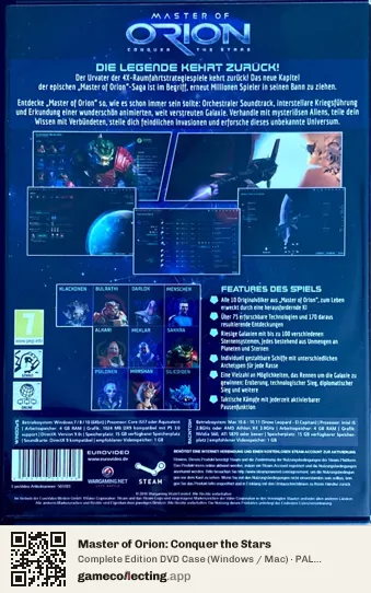 Master of Orion: Conquer the Stars Computer, Germany box back