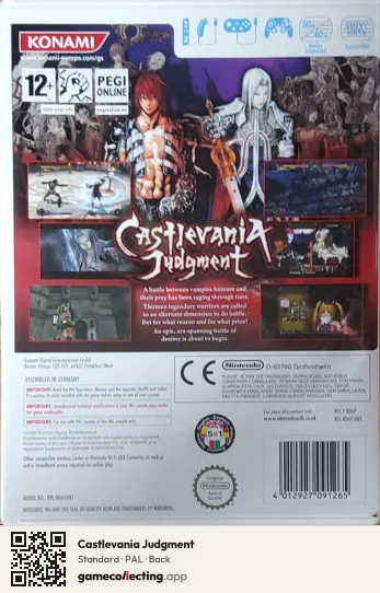 Castlevania Judgment Nintendo Wii, PAL box back