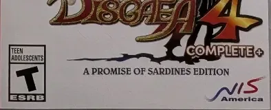 Disgaea 4 Complete+, the ESRB box on its front