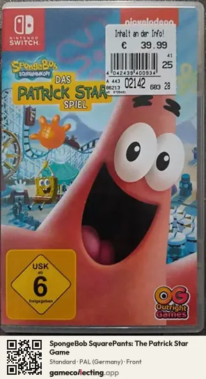 SpongeBob SquarePants: The Patrick Star Game Nintendo Switch, Germany box front