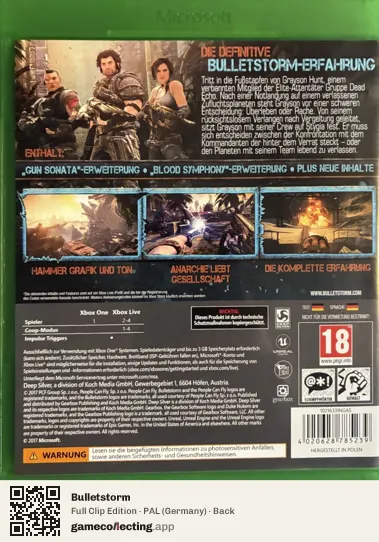 Bulletstorm Xbox One, Germany box back