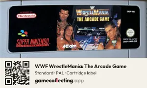 WWF WrestleMania: The Arcade Game Super Nintendo Entertainment System, PAL cartridge label