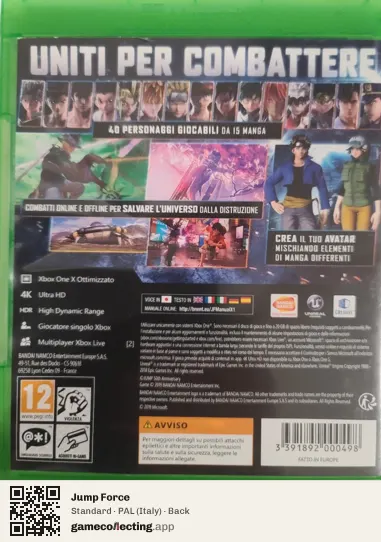Jump Force Xbox One, Italy box back