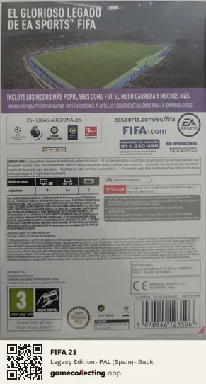 FIFA 21 Nintendo Switch, Spain box back