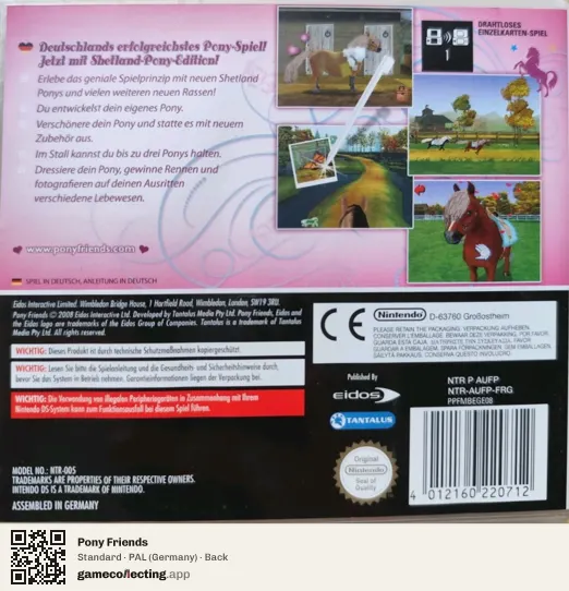 Pony Friends Nintendo DS, Germany box back