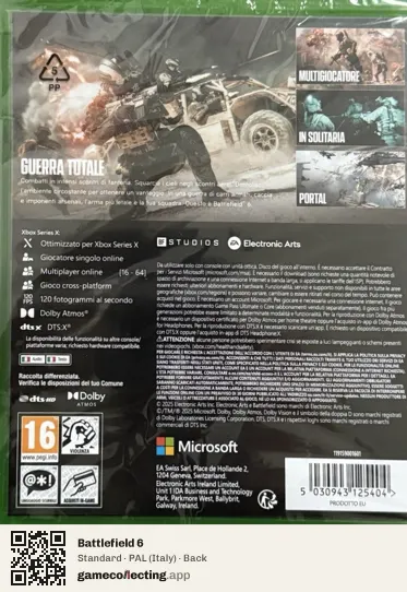 Battlefield 6 Xbox Series X, Italy box back