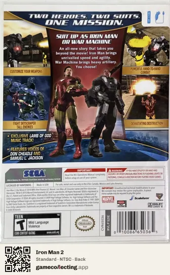 Iron Man 2 Nintendo Wii, NTSC box back