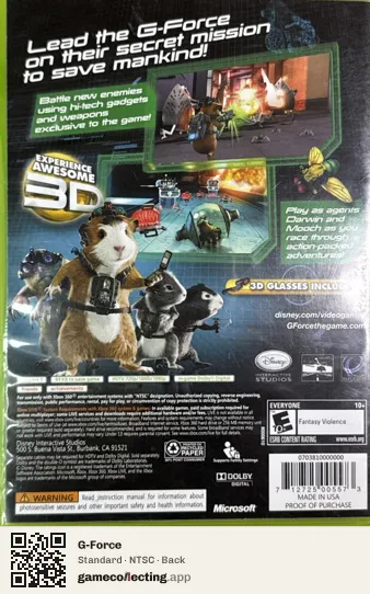 G-Force Xbox 360, NTSC box back