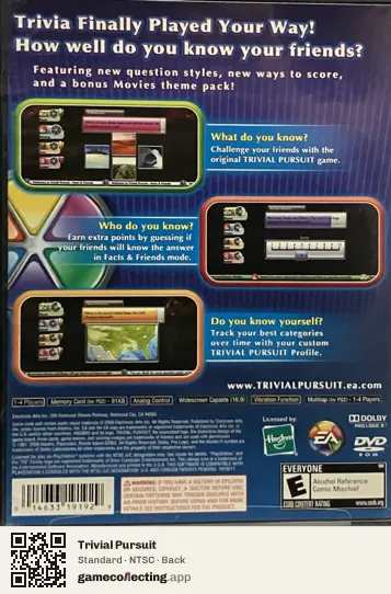Trivial Pursuit PlayStation 2, NTSC box back
