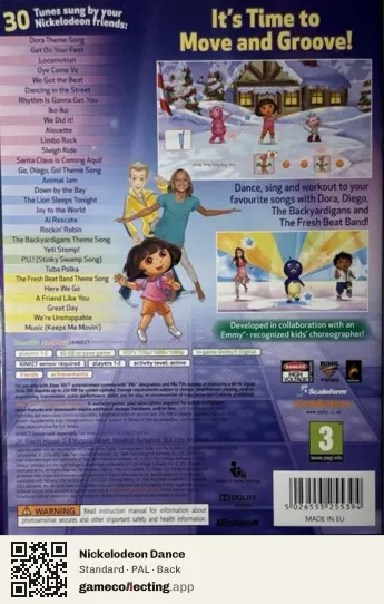 Nickelodeon Dance Xbox 360, PAL box back