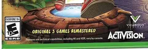 Crash Bandicoot N. Sane Trilogy, the ESRB box on its front