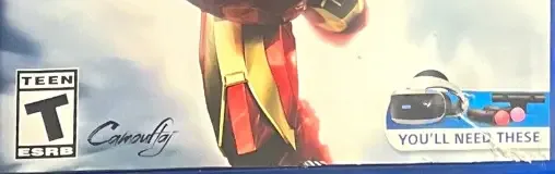 Marvel's Iron Man VR, the ESRB box on its front