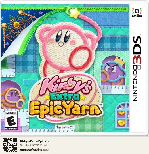 Kirby's Extra Epic Yarn Nintendo 3DS, NTSC box front