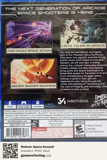 Redout: Space Assault PlayStation 4, NTSC box back