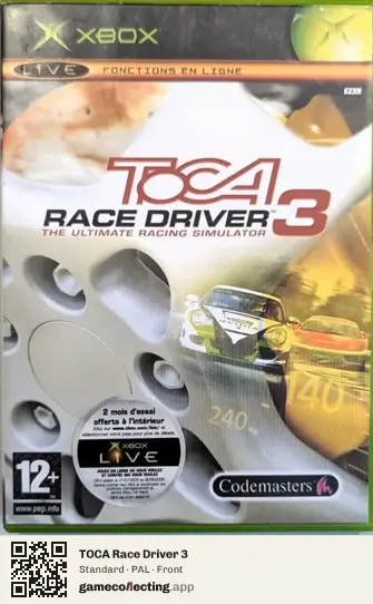 TOCA Race Driver 3 Xbox, PAL box front
