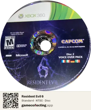 Resident Evil 6 Xbox 360, NTSC disc